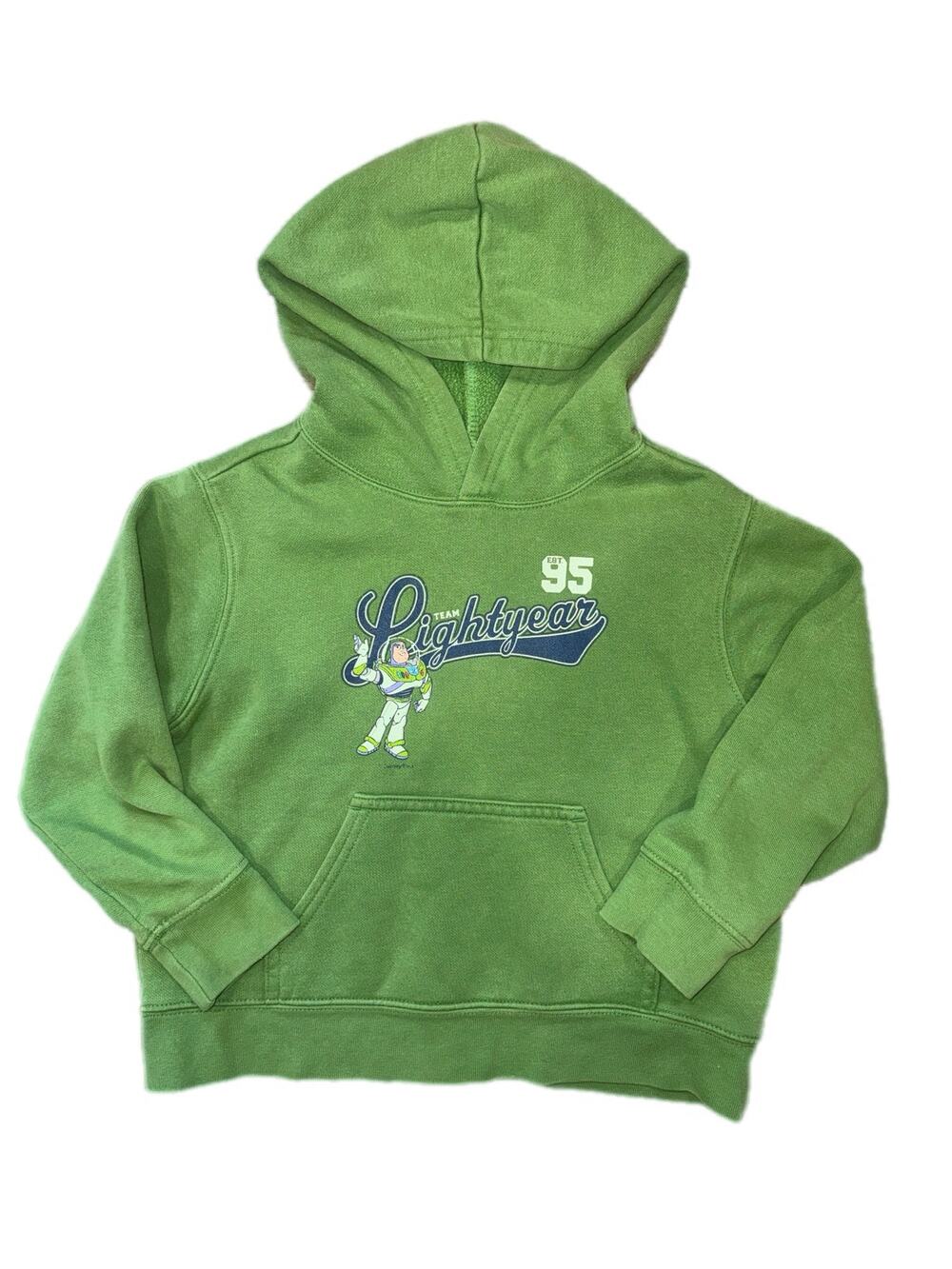 Vintage Disney Store Buzz Lightyear Hoodie Sweatshirt Green Kid XS 4 Toy Story